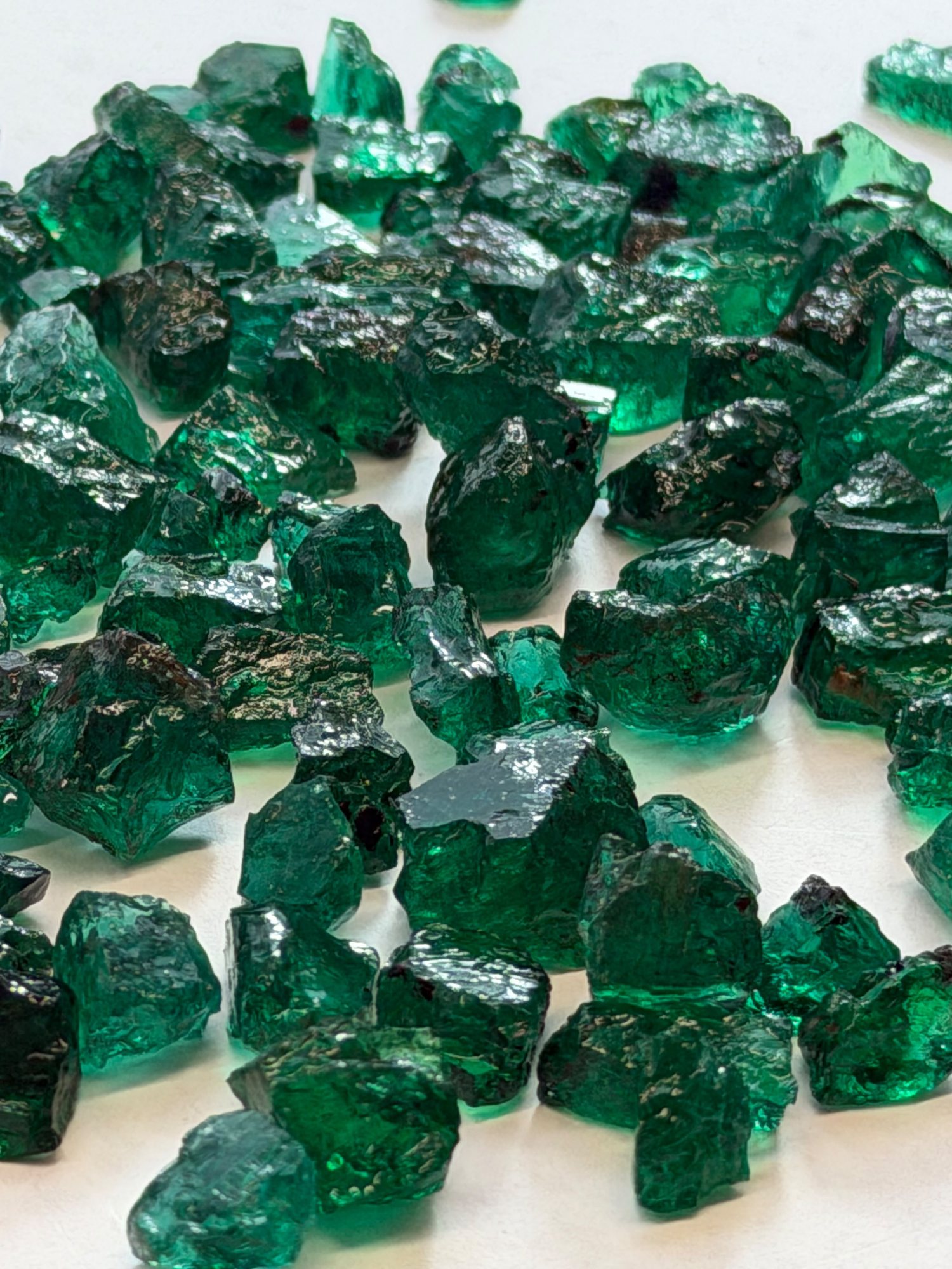 Selection of natural rough emerald crystals